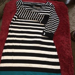 White House Black Market Black, White & teal dress